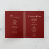 Elegant Monogram Wine Red Wedding Ceremony Programma (Binnen)