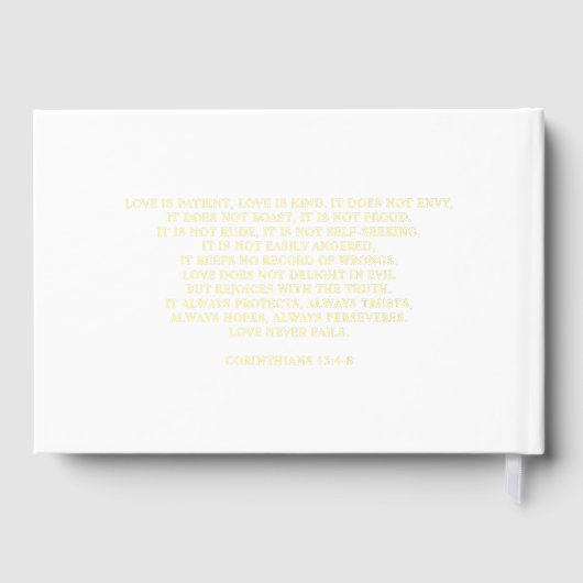 Elegant Monogram Wit en Goud Bruiloft Gastenboek (Achterkant)