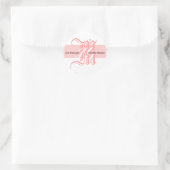 Elegant Monogram Wit en Roze Bruiloft Sticker (Tas)