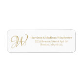 Elegant Monogram wit goud klassiek aangepaste adre Etiket (Voorkant)