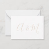 Elegant monogram wit goud notitiekaartje (Achterkant)