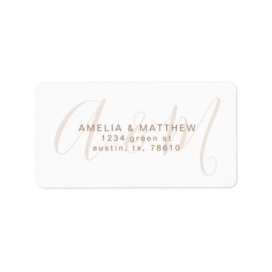 Elegant Monogram Wit Goud Retouradres Etiket (Voorkant)