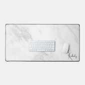 Elegant Monogram Wit Grijs Marmer Bureaumat (Keyboard & Muis)