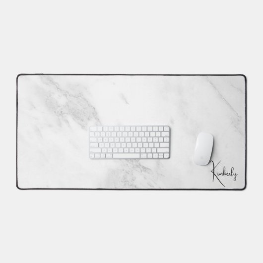 Elegant Monogram Wit Grijs Marmer Bureaumat (Keyboard & Muis)