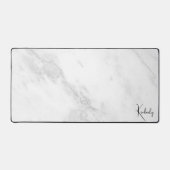 Elegant Monogram Wit Grijs Marmer Bureaumat (Voorkant)