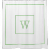 Elegant monogram wit & groen douchegordijn (Voorkant)
