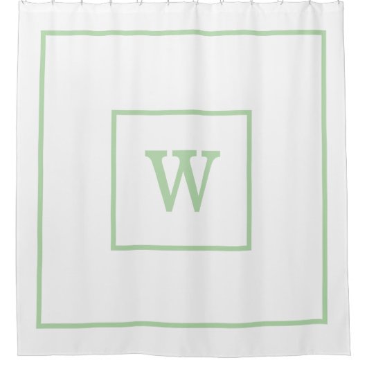 Elegant monogram wit & groen douchegordijn (Voorkant)