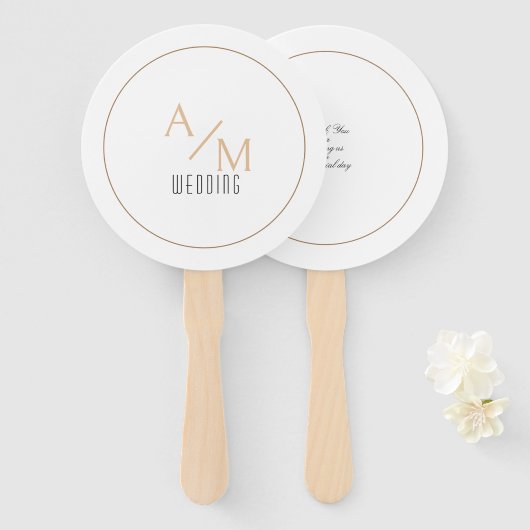 Elegant monogram wit handwaaier (Voorkant en achterkant)
