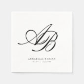 Elegant Monogram Wit Huwelijk  Servet (Voorkant)