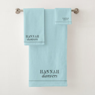 Elegant monogram Wit Naam Blauw Bad Handdoek