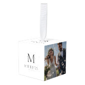 Elegant monogram wit pasgetrouwd drie foto decoratie (Voorkant hoekig)