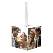 Elegant monogram wit pasgetrouwd drie foto decoratie (Achter hoekig)