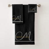 Elegant Monogram Wit Script Initiaal Gouden Naam Bad Handdoek (Insitu)