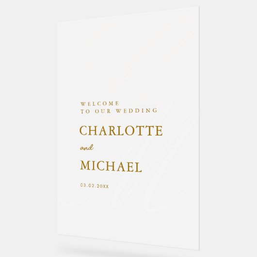 Elegant, Monogram, Wit, Transparant, Huwelijk Acryl Bord (Hoek)