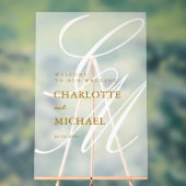 Elegant, Monogram, Wit, Transparant, Huwelijk Acryl Bord (Neutraal)