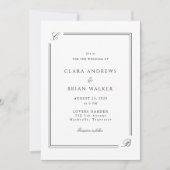 Elegant Monogram Wit Zwart Rand Trouwfeest Kaart (Voorkant)