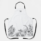 Elegant Monogram Witte Bloemrijke Wijn Schort (Voorkant)