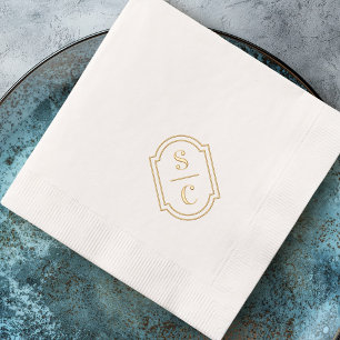 Elegant monogram witte bruiloft folie servetten