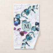 Elegant monogram witte marmer eucalyptus folia bad handdoek (Handdoek)