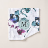 Elegant monogram witte marmer eucalyptus folia bad handdoek (Wasdoekje)