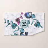 Elegant monogram witte marmer eucalyptus folia bad handdoek (Handdoek)