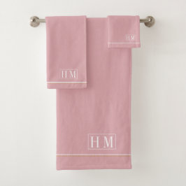 Elegant monogram Witte naam Roze Bad Handdoek