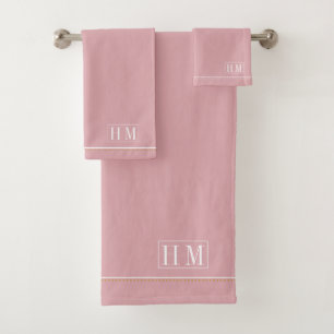Elegant monogram Witte naam Roze Bad Handdoek