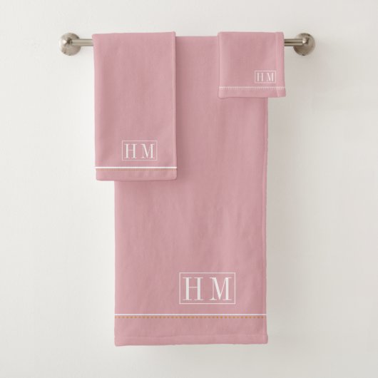 Elegant monogram Witte naam Roze Bad Handdoek (Insitu)