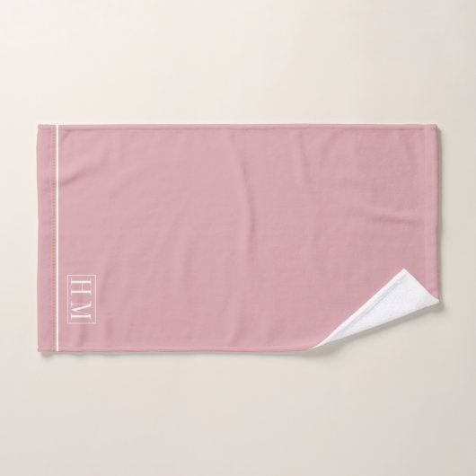 Elegant monogram Witte naam Roze Bad Handdoek (Handdoek)