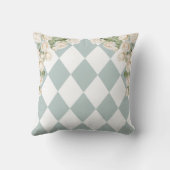 Elegant Monogram Witte Rozen Groene Bladeren Diama Kussen (Achterkant)