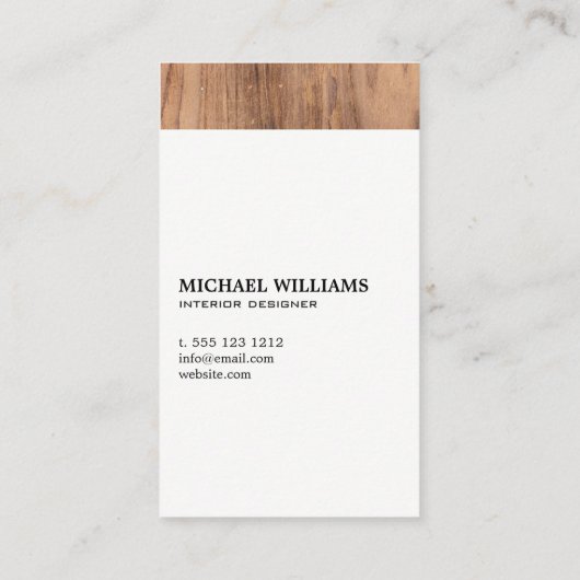 Elegant Monogram Wood Professional Visitekaartje (Achterkant)