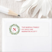 Elegant Monogram Wreater Kerstadres Etiket (Insitu)