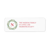 Elegant Monogram Wreater Kerstadres Etiket (Voorkant)