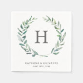 Elegant Monogram Wreath Greenery Rustic Wedding Servet (Voorkant)