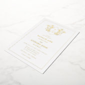 Elegant Monogram Wreath Wedding Gold Folie Uitnodiging (Gedraaid)