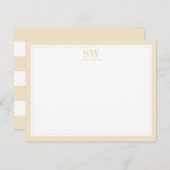 Elegant Monogram Yellow Border Minimalist Notitiekaartje (Voorkant / Achterkant)