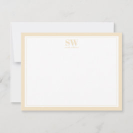 Elegant Monogram Yellow Border Minimalist Notitiekaartje