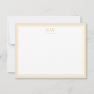 Elegant Monogram Yellow Border Minimalist Notitiekaartje