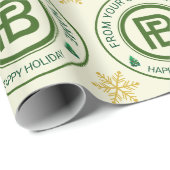 Elegant Monogram Zakelijk Logo Kerstvakantie Cadeaupapier (Rol Hoek)