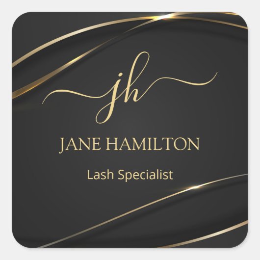 Elegant Monogram Zakelijk Logo Vierkante Sticker (Voorkant)