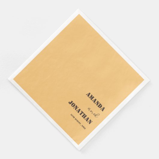 Elegant Monogram Zand Gele Bruiloft Servet (Hoek)