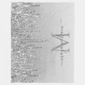 Elegant monogram zilver Glitter Drives Fleece Deken (Voorkant)