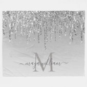 Elegant monogram zilver Glitter Drives Fleece Deken (Voorkant (Horizontaal))