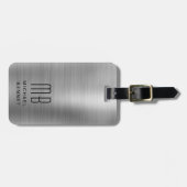 Elegant Monogram Zilver Grijs Bagagelabel (Voorkant horizontaal)