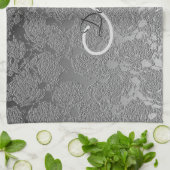 Elegant Monogram Zilver Grijs Bloemen Modern Class Theedoek (Gevouwen)