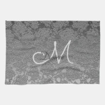 Elegant Monogram Zilver Grijs Bloemen Modern Class