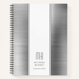 Elegant Monogram Zilver Grijs Notitieboek