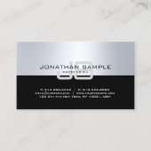 Elegant Monogram Zilver Modern Ontwerp Trendy Visitekaartje (Voorkant)