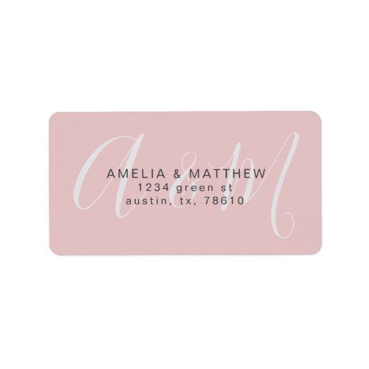 elegant monogram zilverzwart retouradres etiket (Voorkant)