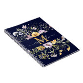 Elegant Monogram Zomer Wildflower Meadow Floral Notitieboek (Rechterzijde)
